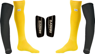 

DeNovo Ultimate Protection (One Pair Large Shin Guard + One Pair Lycra Plain Knee Length Football Socks + One Pair UV Protection Arm Sleeves) Football Kit