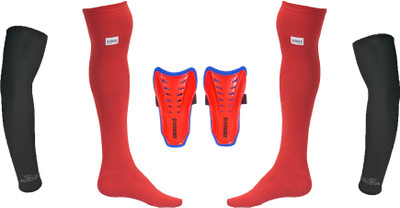 

DeNovo Ultimate Protection (One Pair Large Shin Guard + One Pair Lycra Plain Knee Length Football Socks + One Pair UV Protection Arm Sleeves) Football Kit