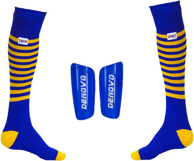 

DeNovo Football Kit (One Pair Large Shin Guard + One Pair Lycra Striped Knee Length Football Socks) Football Kit