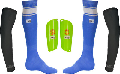 

DeNovo Ultimate Protection (One Pair Large Shin Guard + One Pair Poplin Knee Length Football Socks + One Pair UV Protection Arm Sleeves) Football Kit