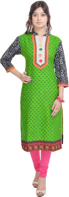 

Porcupine Casual Applique Women's Kurti(Green