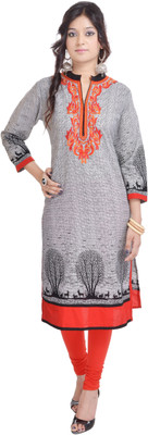 

Porcupine Casual Animal Print Women's Kurti(Grey