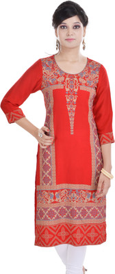 

Porcupine Casual Printed Women's Kurti(Orange