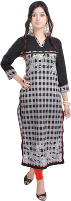 

Porcupine Casual Checkered Women's Kurti(Black