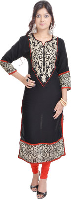 

Porcupine Casual Floral Print Women's Kurti(Black