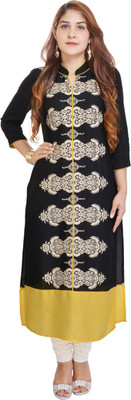 

Porcupine Casual Self Design Women's Kurti(Black