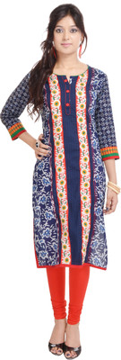 

Porcupine Casual Floral Print Women' Kurti(Blue