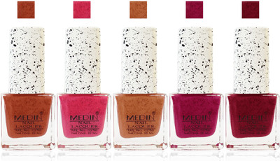 

Medin fashion Care Wholesale Rate matte sparkle Nail Polish Combo Set of 5 color yellow brown musted pink maroon(Pack of 5)