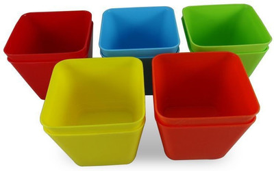 

Yellow Table Square Pot, Pack of 10, Mixed Colours Plant Container Set(Pack of 10, Plastic)
