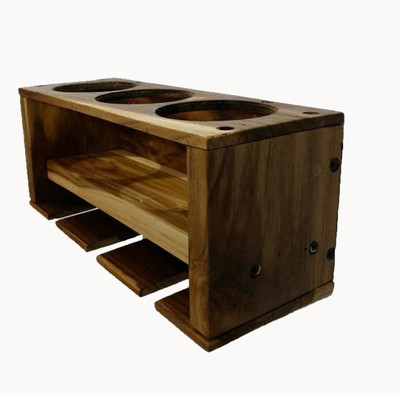 PeachCherry Wine Rack ( 3 bottles 3 glasses) (Teak wood) Wooden Wall Shelf(Number of Shelves - 1, Brown)