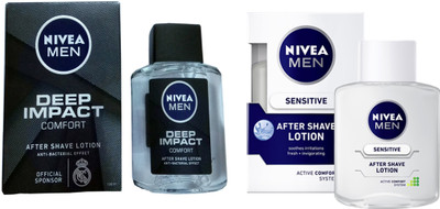 

Nivea MEN DEEP IMPACT COMFORT ANTIBACTERIAL AFTER SHAVE LOTION 100 ML+MEN SENSITIVE AFTER SHAVE LOTION 100 ML(100 ml)