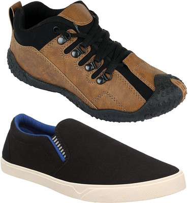 

Pexlo Combo Pack of 2 Casual (Loafer Shoes) Running Shoes For Men(Brown, Black