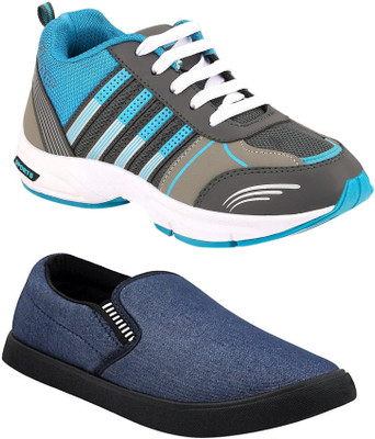 

Pexlo Combo Pack of 2 Casual (Loafer Shoes) Running Shoes For Men(Blue, Grey