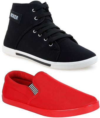 

Chevit Combo Pack of 2 Casual Shoes (Loafers Shoes) Sneakers For Men(Black, Red
