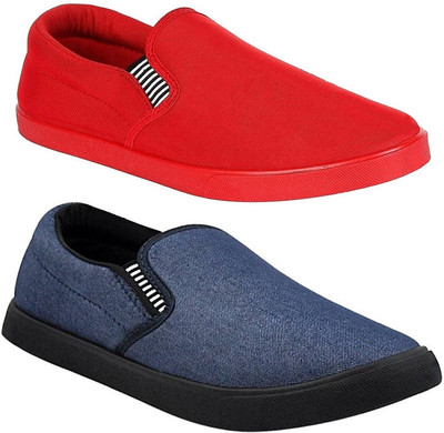 

Chevit Combo Pack of 2 Casual Shoes (Loafers Shoes) Loafers For Men(Red, Blue