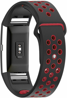

Robustrion Silicone Replacement Strap Band for Fitbit Charge 2 Smart Watch Strap(Black, Red)