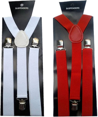 Paranoid Y- Back Suspenders for Men(Red, White)