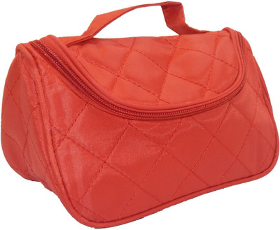 

RK Brands Quilt Designer Portable Bag with inbuilt mirror Makeup Vanity Box(Red, Maroon)