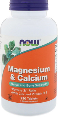 

Now Foods Now Foods, Magnesium & Calcium, Reverse 2:1 Ratio with Zinc and Vitamin D-3 250 Tablets(250 No)