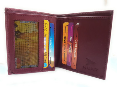 

Huntgears Boys Maroon Genuine Leather Wallet(9 Card Slots), Marron