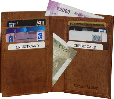 

Style 98 Men Tan Genuine Leather Wallet(8 Card Slots)