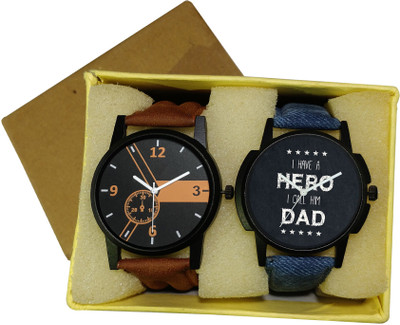 

skmi Brown And Blue Couple Combo Watch - For Men & Women