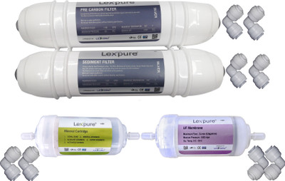 

lexcru Pokar RO Lexpure 4"inch UF Membrane original hollow Fiber 0.001 micron + 4" Mineral Cartradge + Pre Carbon + Sediment Filter , Suitable For all Brand RO Water Purifier Solid Filter Cartridge(0.01, Pack of 1)