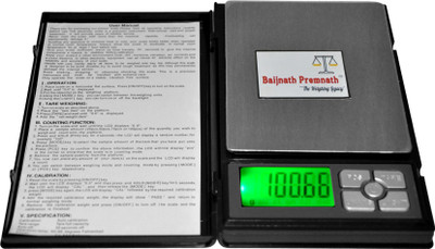 

Baijnath Premnath Notebook 500 gram x 0.01g (10mg) Digital Jewellery Weighing Scale, Gold & Silver ornaments Weight Measuring machine Portable Weighting Scale for homes and professionals Weighing Scale(Black)