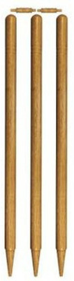 

QUINERGYS ® Original & Branded Cricket Wooden Stumps Natural Brown Colour Set of Three with Two Bails(Brown)