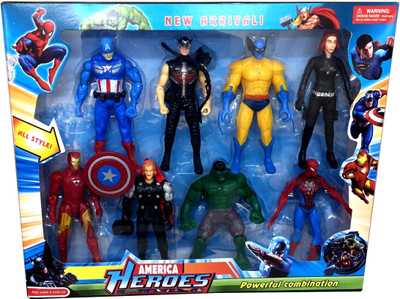 

Assemble Set of 8 Super Heroes Action Figure for kids-Multicolor(Multicolor)