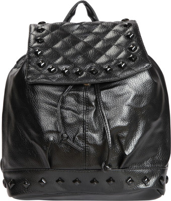 

Bagkok Black PU Backpack 4 L Backpack(Black)