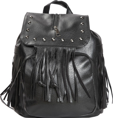 

Bagkok Black PU Backpack 4 L Backpack(Black)