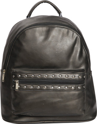 

Bagkok Black PU Backpack 4 L Backpack(Black)