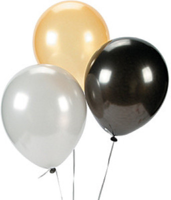 Shreeji Decoration Solid Solid Metallic Gold,Black and Silver Finest Combination Balloon(Gold, Black, Silver, Pack of 50)