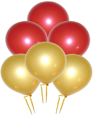 Shreeji Decoration Solid Solid Metallic Gold(25) and Red(25) Finest Combination Balloon(Gold, Red, Pack of 50)