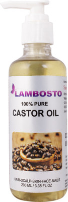 LAMBOSTO 100% Pure Cold Pressed Unrefined Castor Oil For Hair-Scalp-Skin-Face-Nails(200 ml)