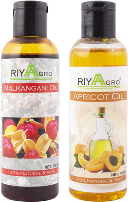 

RIYAAGRO (Combo Pack of 2) 100 % Natrual & Pure Undiluted Cold Pressed (Malkangani & Apricot Oil) For Hair-Scalp-Skin-Face-Nails-- 100 ml(100 ml)
