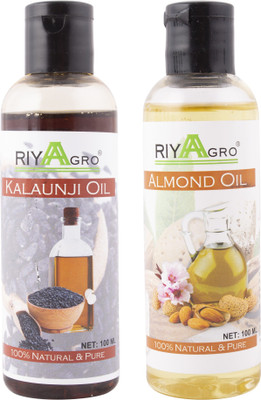 

RIYAAGRO (Combo Pack of 2) 100 % Natrual & Pure Undiluted Cold Pressed (Kalaunji & Almond Oil) For Hair-Scalp-Skin-Face-Nails-- 100 ml(100 ml)