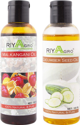 

RIYAAGRO (Combo Pack of 2) 100 % Natrual & Pure Undiluted Cold Pressed (Malkangani & Cucumber Oil) For Hair-Scalp-Skin-Face-Nails-- 100 ml(100 ml)