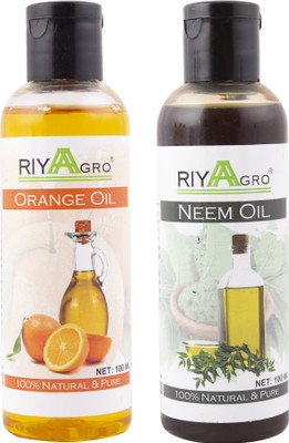 

RIYAAGRO (Combo Pack of 2) 100 % Natrual & Pure Undiluted Cold Pressed (Orange & Neem Oil) For Hair-Scalp-Skin-Face-Nails-- 100 ml(200 ml)