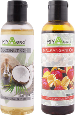 

RIYAAGRO (Combo Pack of 2) 100 % Natrual & Pure Undiluted Cold Pressed (Coconut & Malkangani Oil) For Hair-Scalp-Skin-Face-Nails-- 100 ml(100 ml)