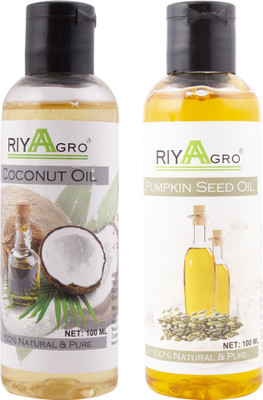 

RIYAAGRO (Combo Pack of 2) 100 % Natrual & Pure Undiluted Cold Pressed (Coconut & Pumpkin Seed Oil) For Hair-Scalp-Skin-Face-Nails-- 100 ml(100 ml)