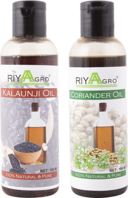 

RIYAAGRO (Combo Pack of 2) 100 % Natrual & Pure Undiluted Cold Pressed (Kalaunji & Coriander Oil) For Hair-Scalp-Skin-Face-Nails-- 100 ml(200 ml)
