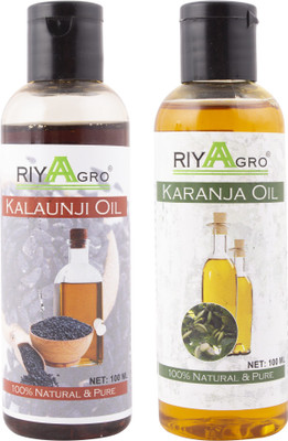 

RIYAAGRO (Combo Pack of 2) 100 % Natrual & Pure Undiluted Cold Pressed (Kalaunji & Karanja Oil) For Hair-Scalp-Skin-Face-Nails-- 100 ml(100 ml)