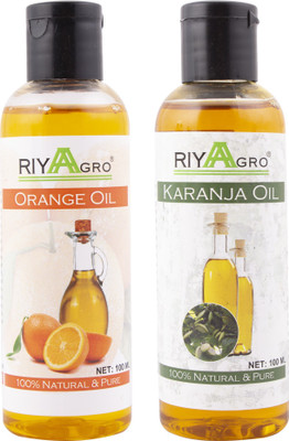 

RIYAAGRO (Combo Pack of 2) 100 % Natrual & Pure Undiluted Cold Pressed (Orange & Karanja Oil) For Hair-Scalp-Skin-Face-Nails-- 100 ml(100 ml)