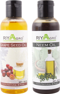

RIYAAGRO (Combo Pack of 2) 100 % Natrual & Pure Undiluted Cold Pressed (Pumpkin Seed & Neem Oil) For Hair-Scalp-Skin-Face-Nails-- 100 ml(100 ml)