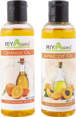 

RIYAAGRO (Combo Pack of 2) 100 % Natrual & Pure Undiluted Cold Pressed (Orange & Apricot Oil) For Hair-Scalp-Skin-Face-Nails-- 100 ml(200 ml)