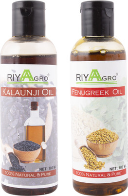 

RIYAAGRO (Combo Pack of 2) 100 % Natrual & Pure Undiluted Cold Pressed (Kalaunji & Fenugreek Oil) For Hair-Scalp-Skin-Face-Nails-- 100 ml(200 ml)