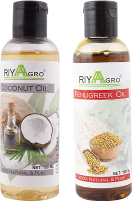 

RIYAAGRO (Combo Pack of 2) 100 % Natrual & Pure Undiluted Cold Pressed (Coconut & Fenugreek Oil) For Hair-Scalp-Skin-Face-Nails-- 100 ml(200 ml)