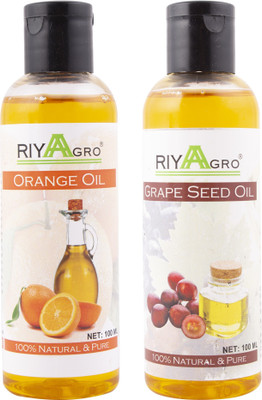 

RIYAAGRO (Combo Pack of 2) 100 % Natrual & Pure Undiluted Cold Pressed (Orange & Grape Seed Oil) For Hair-Scalp-Skin-Face-Nails-- 100 ml(100 ml)